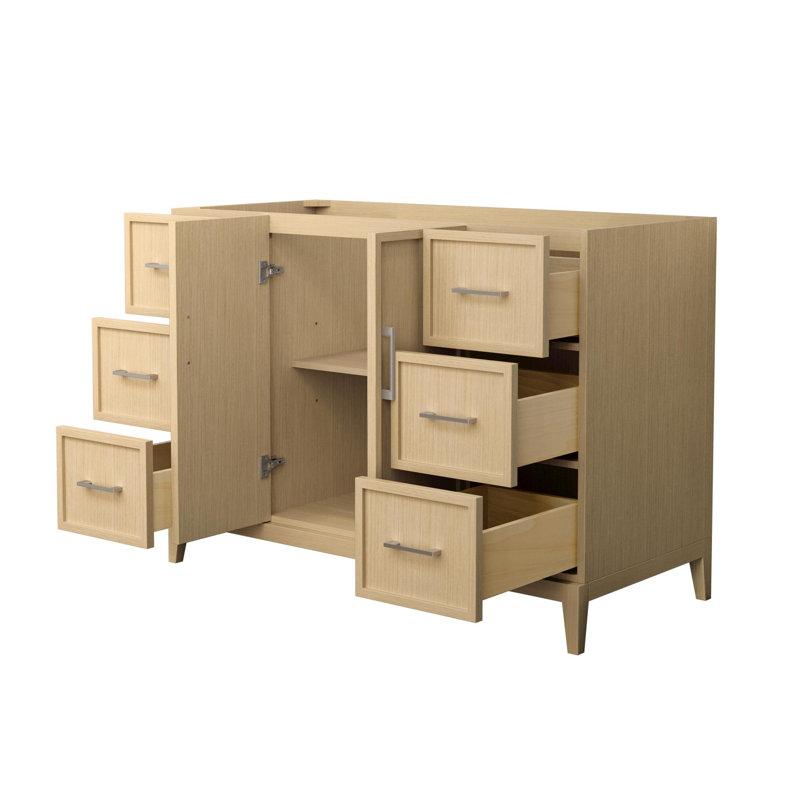 Elan 47'' W Single Bathroom Vanity Base, Tan/Brushed Nickel