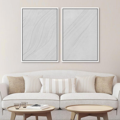 Reproduction d'art sur toile à motif abstrait gris et blanc Duotone