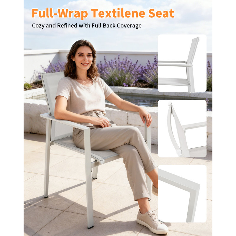 Ensemble de 2 chaises de patio empilables, ensemble de chaises de patio en aluminium Never-Rust