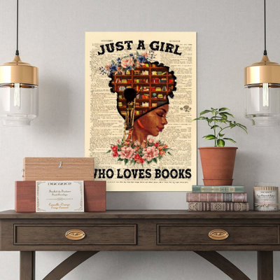 Canvas Wall Art Just A Girl Who Loves Books Poster Vintage Poster Print Home Decor