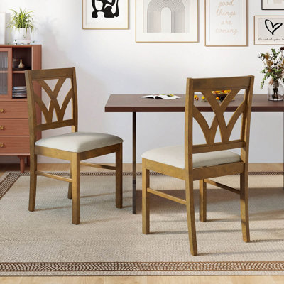 Ensemble de 2 chaises en bois avec dossier en bois d'hévéa