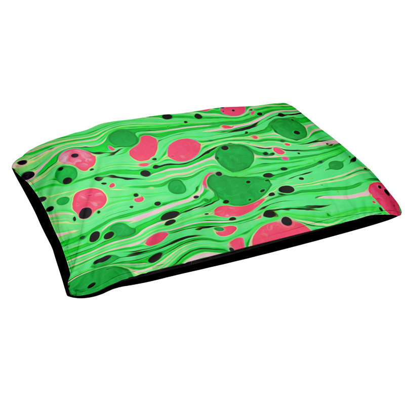 Coussin décoratif tourbillons, Moyen (L 30 po x l 40 po), Vert/rose, Utilisation intérieure / extérieure