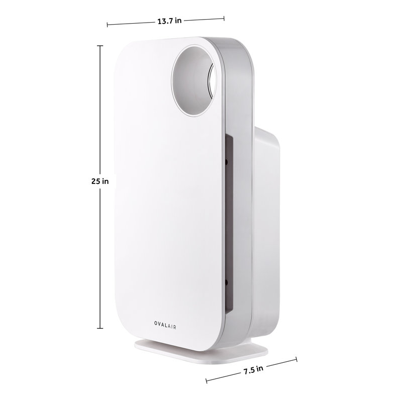 OVAL AIR 3-Stage H13 True HEPA 5-in-1 Air Purifier reduces Allergies, Asthma, Pets, Odour, Smoke, White