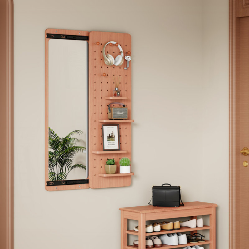 Wall Mounted Full Length Mirror With Shelf And Hook, Multifunctional Design For Bedrooms, Living Rooms, And Entrances