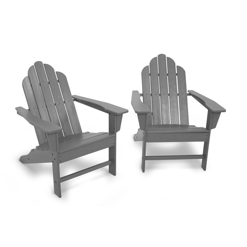 POLYWOOD Long Island Adirondack Set, Slate Gray