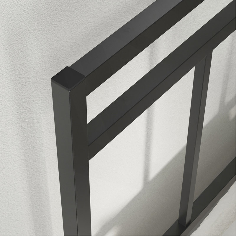 Lit plateforme simple avec tête de lit, finition noire