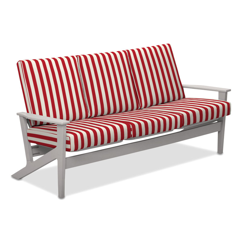 Chrisa 74.5'' Wide Patio Sofa with Cushions, Ross, Snow