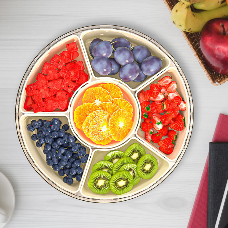 Divided Serving Tray with Lid and Handle, 3.93" H x 11.81" L x 11.81" W