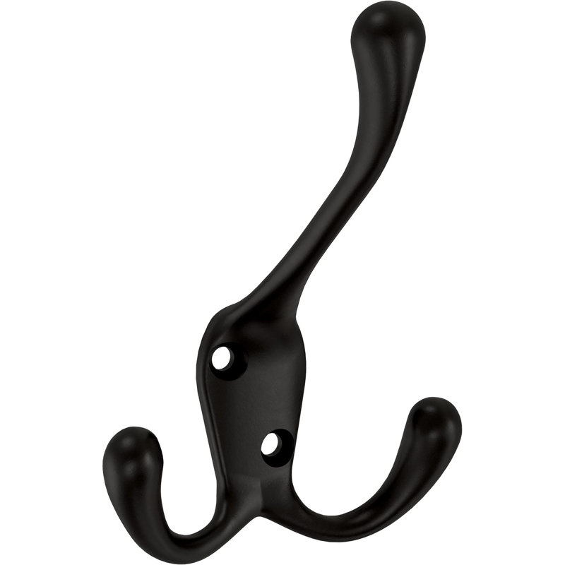 Franklin Brass Triple Prong Wall Hooks in Matte Black (10-Pack), Matte Black