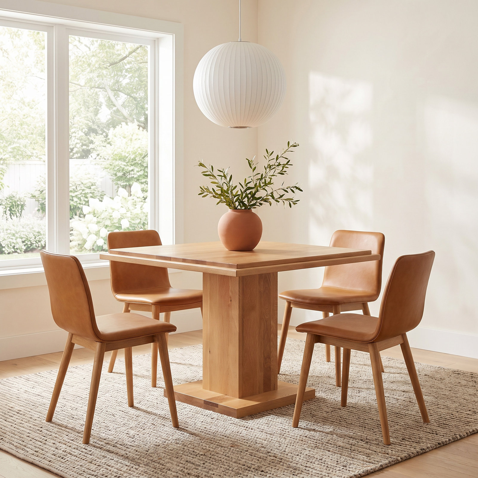 Oak Dining Table, 30", Natural Wood