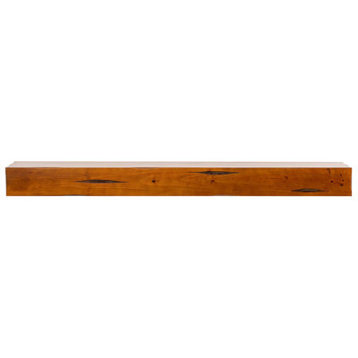 Kynsley 72" Distressed Wood Fireplace Mantel Shelf with Corbels - Chestnut Rustic Distressed Finish