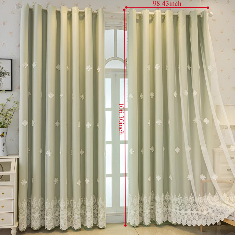 Ele Polyester Room Darkening Single Curtain Panel Single Panel, Green
