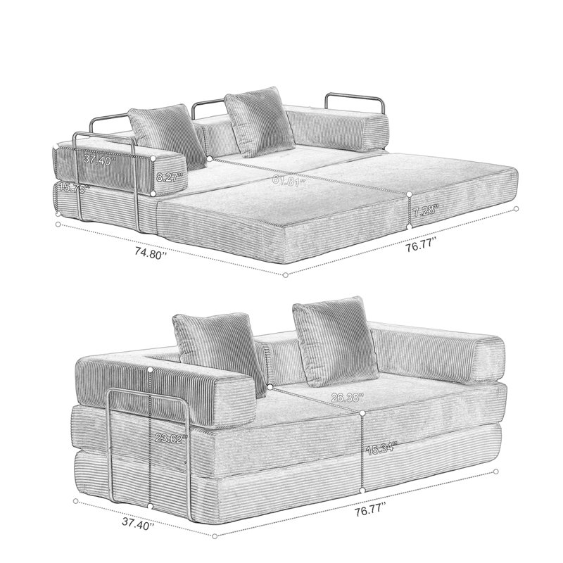 Convertible Sleeper Sofa - Foldable Floor Couch
