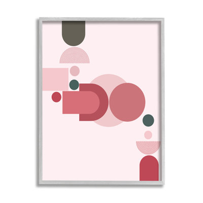 Stupell Industries Pink Varied Geometric Shapes Framed Giclee Art Design By Lil' Rue
