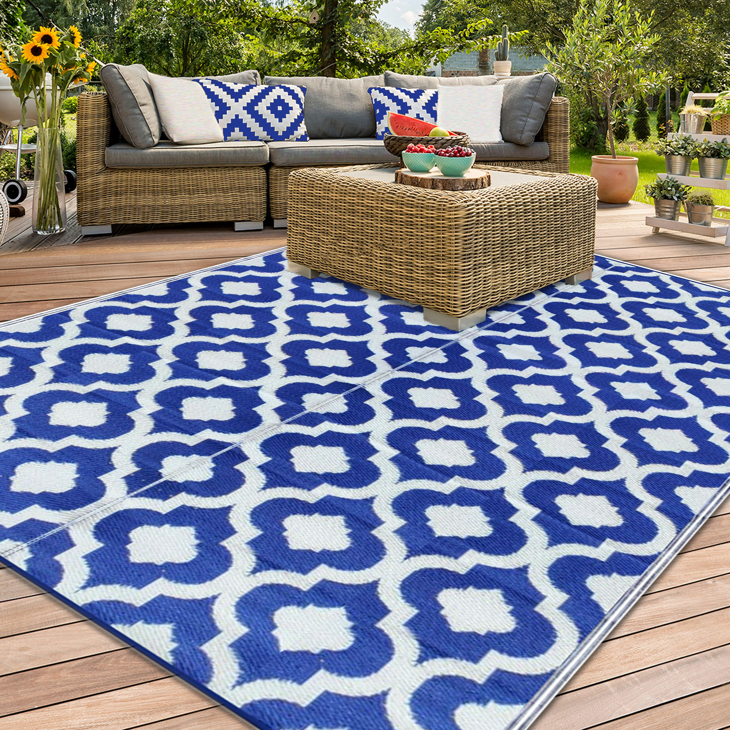 Lunceford Outdoor Rug Waterproof for Patios Clearance, Reversible Outdoor Plastic Straw Camping Rug Carpet Bay Isle Home Rug Size: Rectangle 8' x 10