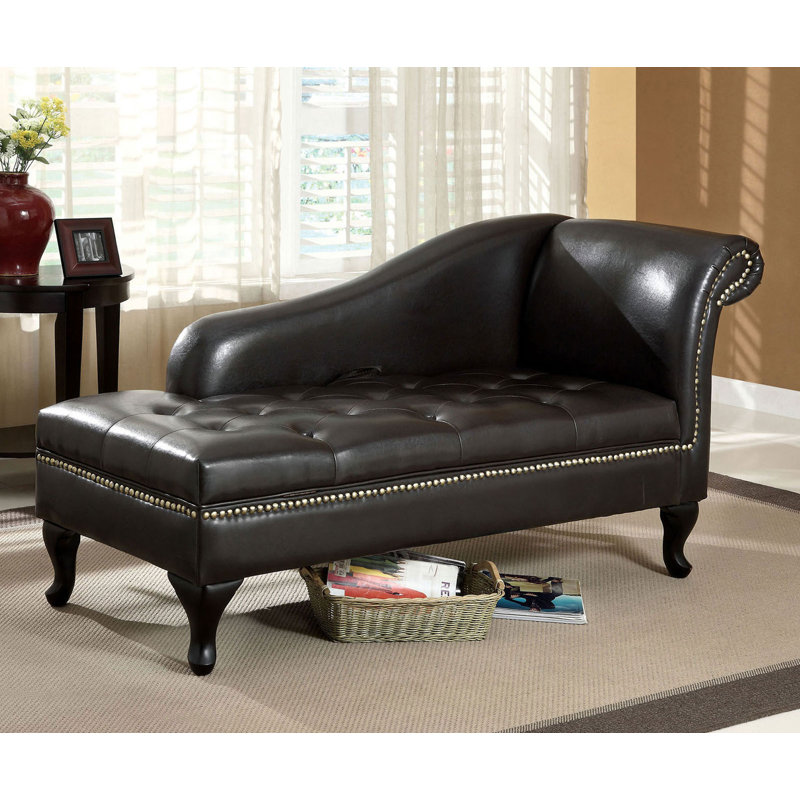 62.4" W Transitional Storage Chaise, Black
