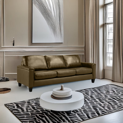 Deboer 89" Genuine Leather Square Arm Sofa