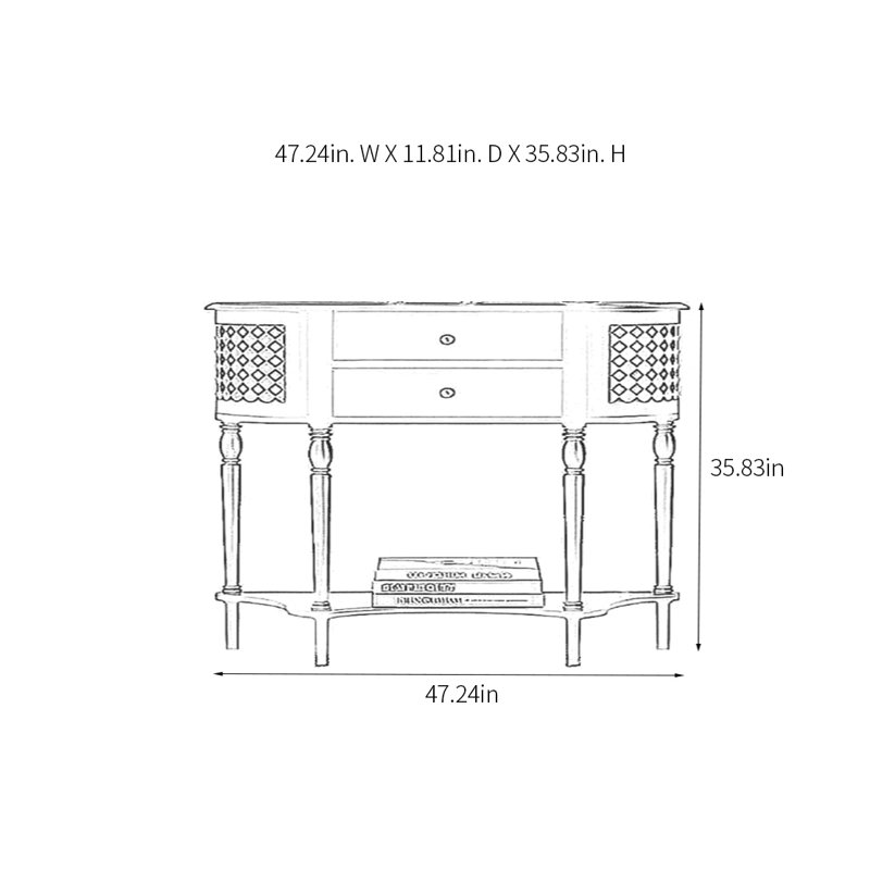 Console moderne semi-circulaire, H 35,83 po x l 47,24 po x P 11,81 po