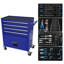 Boîte de rangement pour 4 outils à roulettes, 24,81 po, bleu. Pour entrepôt, atelier, garage. 4 roues 2 verrouillables, acier thermolaqué, extra bleu 24,81 po x 13 po x 29,69 po. Magasinez, pratique