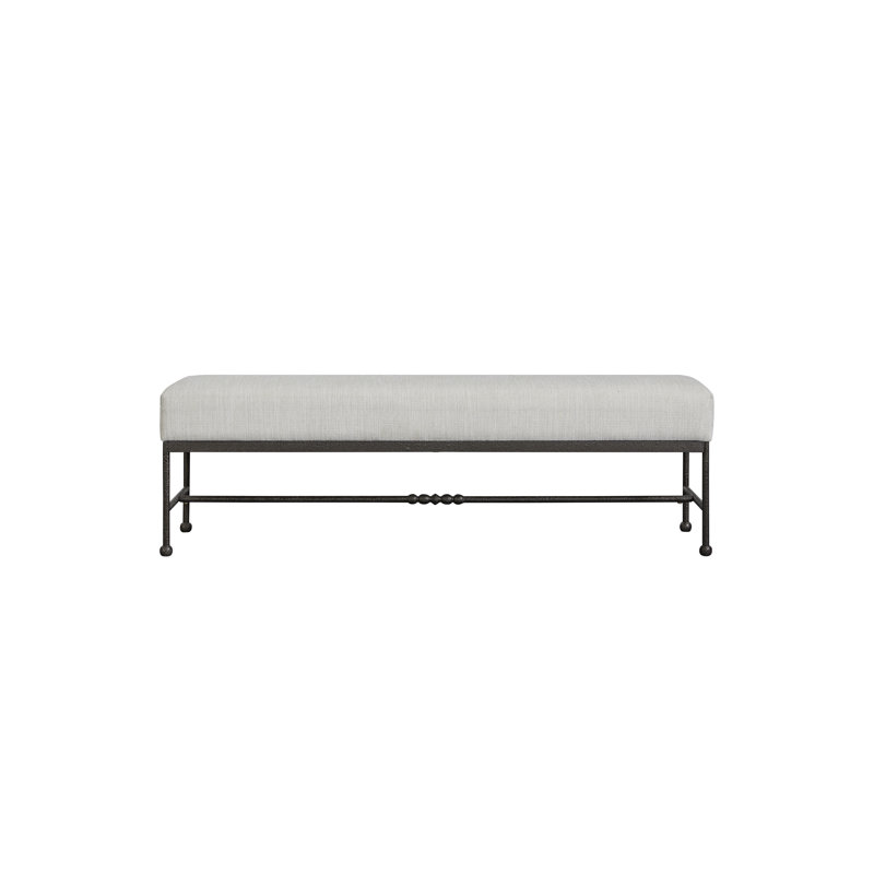 Deemston Upholstered Bench with Metal Legs – Dark Brown Crackle Finish, Modern Accent Bench
