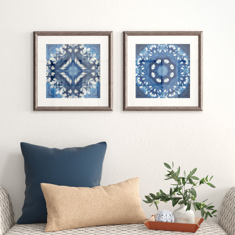 " Navy Nature " 2 - Pieces, Brown Framed