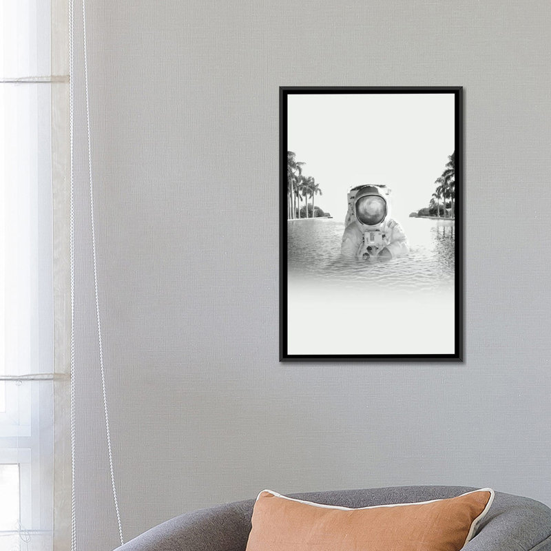 «Astronaut», reproduction d'impression sur toile, H 26 po x l 18 po x P 1,5 po, Toile avec cadre flottant noir, Pas de tapis