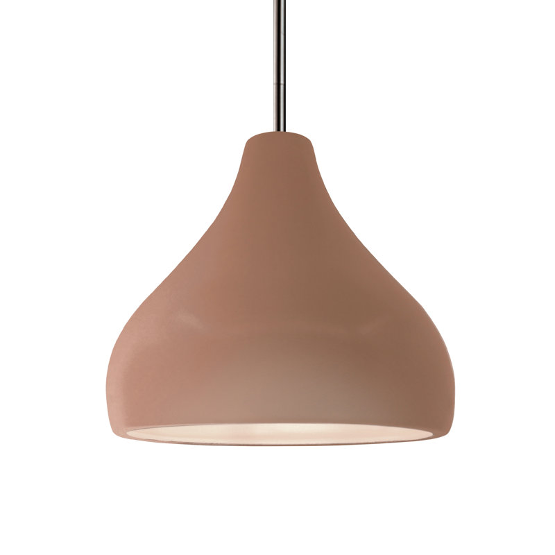 Luminaire suspendu à 1 lumière Meydan, H 8 po x l 11,5 po x P 11,5 po, Adobe, Nickel brossé