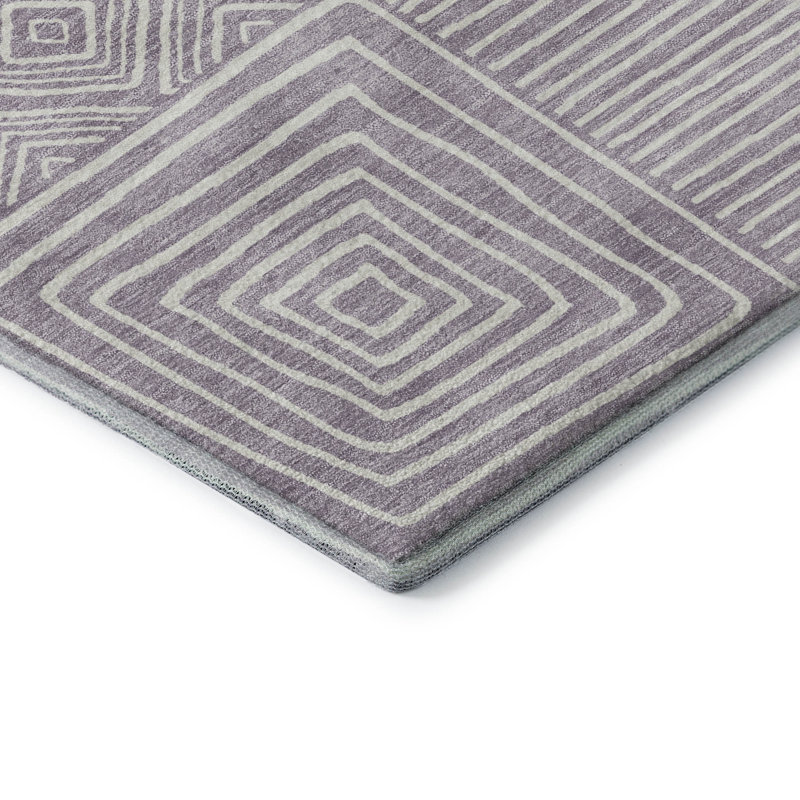 Tapis géométrique Corry AMF1044 lavable à la machine de qualité supérieure, Rond 8 pi