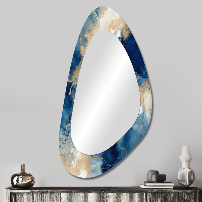 Miroir mural moderne bleu et blanc