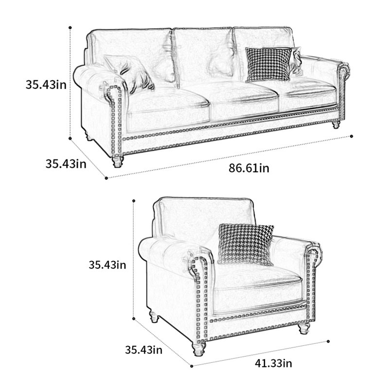American retro simple straight row sofa