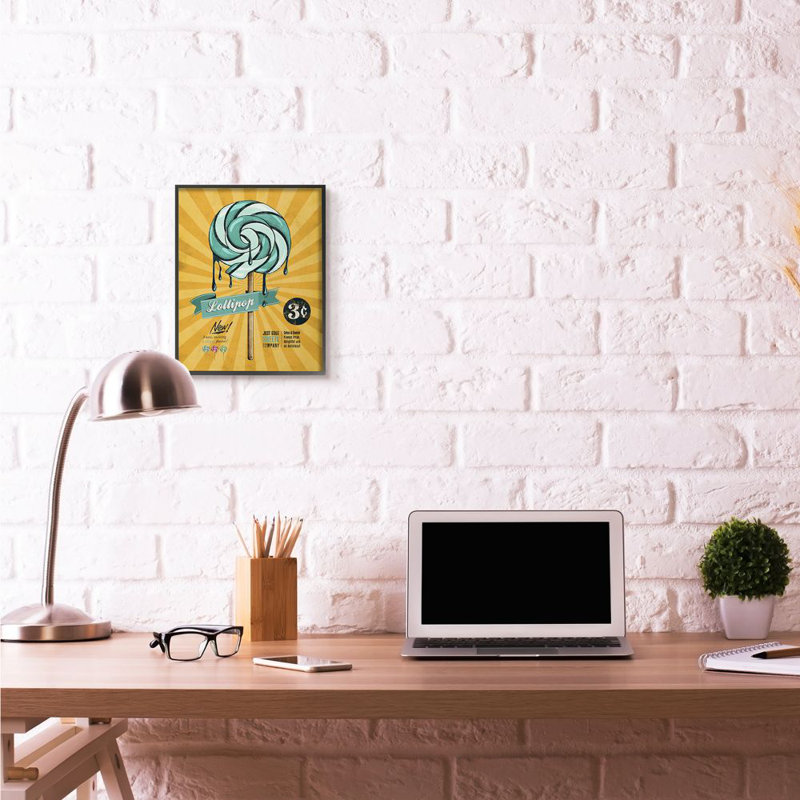 «Lollipop Vintage Comic Book Yellow Blue Design» par Ester Kay, impression sur toile, H 14 po x l 11 po