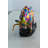 Nifao Resin Bull Statue- Multicolor Swirl Indoor/Outdoor Charging Bull Sculpture,Abstract Yellow,Blue,Red &Violet Design with Gold Horns on Glossy Black Base for Homes, Offices 14" x 4" x 9"H-14679757