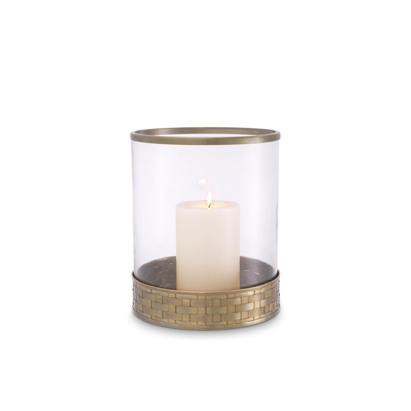 Lausanne Hurricane Candle Holder, Brass, 10.63" H x 8.86" W x 8.86" D