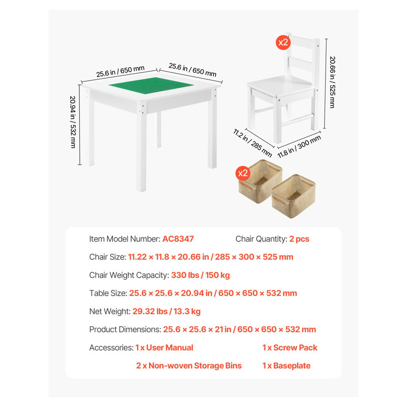 Ensemble de table d'activités pour enfants en bois de pin massif avec plateau de jeu réversible, table de jeu pour tout-petits et chaises avec bacs de rangement pour garçons et filles