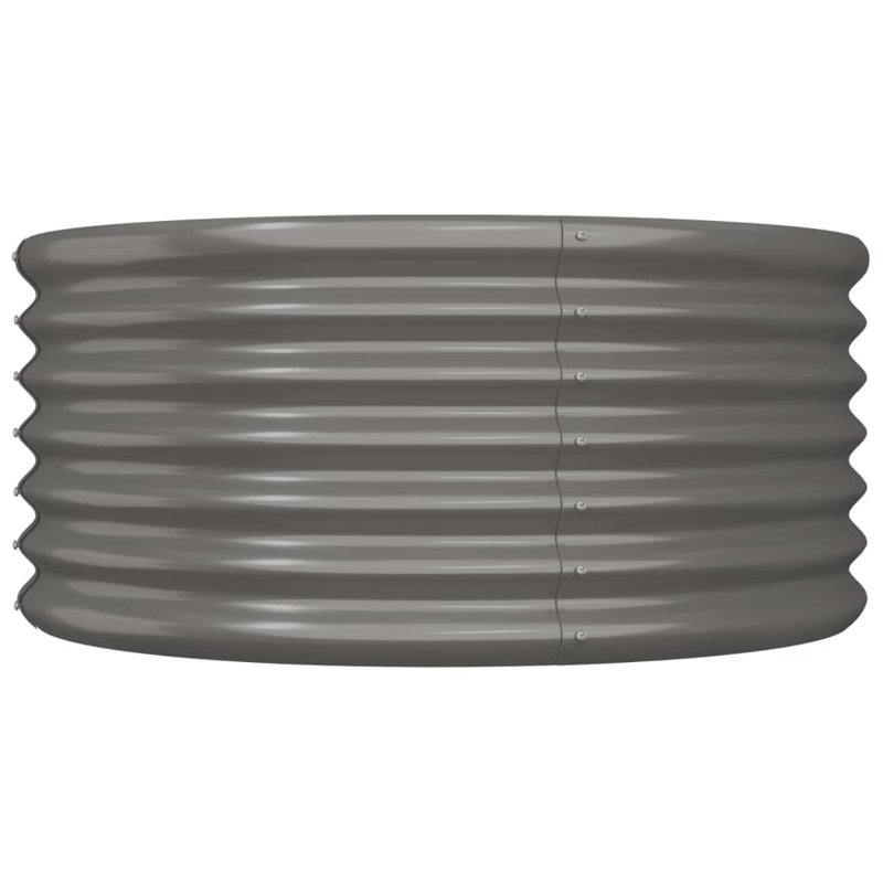 vidaXL Garden Planter Grey Powder-coated steel Large Garden Planter, Gray, 14.2" H x 31.5" W x 31.5" D