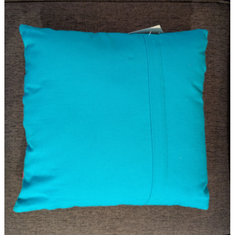 Coussin décoratif en coton, Bleu / Rose / Blanc