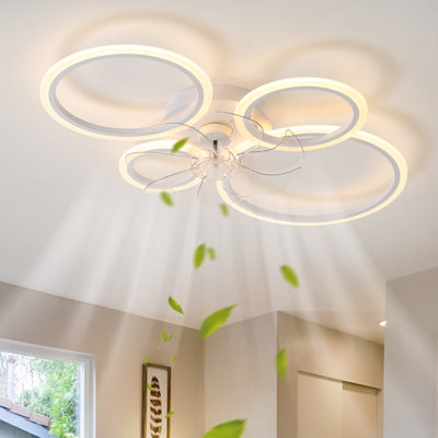 Plafonnier DEL à intensité variable 7 pales avec ventilateur Shelbina