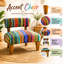 Fauteuil d'appoint rembourré en bois, fauteuil lounge bohème avec coussin multicolore en coton tissé à la main pour salon