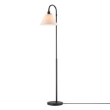 62" Floor Lamp, Matte Black, White Fabric Shade, On/Off Rotary Switch On Socket, 6-Foot Black Cord