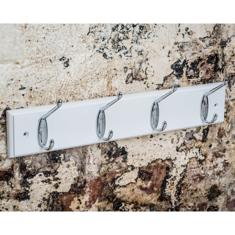 Lustig Wall 4 - Hook Wall Mounted Coat Rack, Polished Chrome