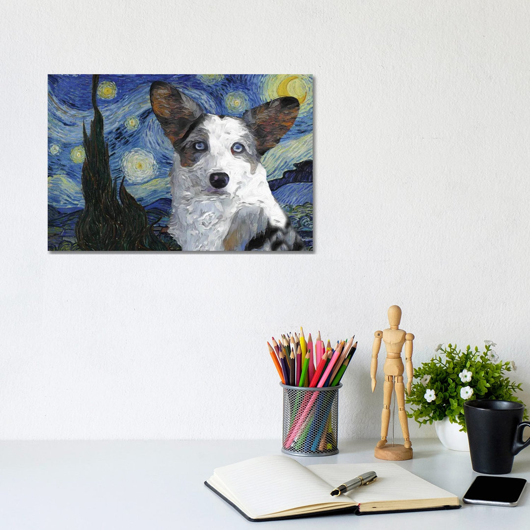 Cardigan Welsh Corgi the Starry Night - Wrapped Canvas Art Prints