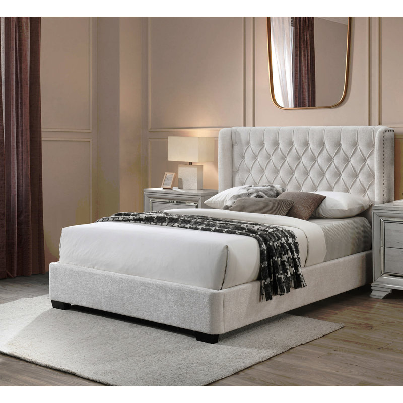 Tête de lit tapissier 1pc, Gris clair, Grand