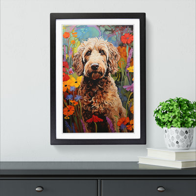 XYZ-FRM-V1223-3982 Labradoodle Contemporary No.2 - Single Picture Frame Print on Wood