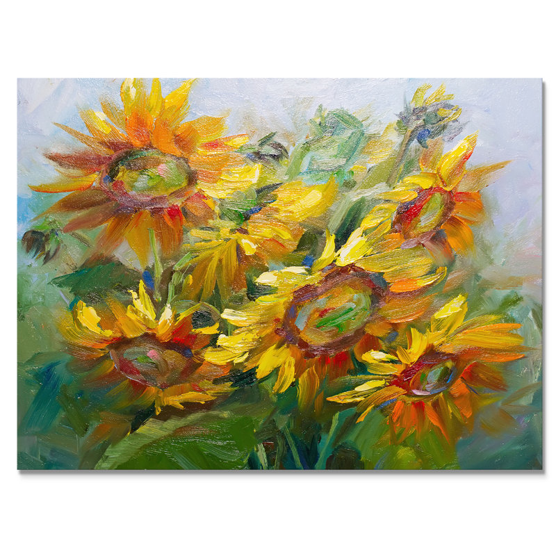 Tournesol jaune - reproduction sur toile, H 16 po x l 32 po x P 1 po, Toile tendue