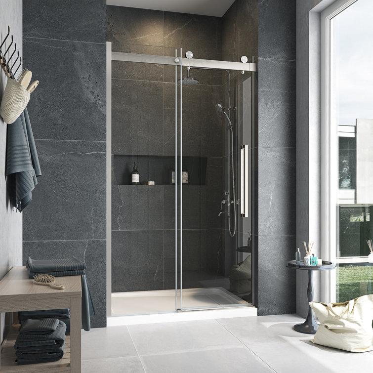 OVE Decors Bel Soft Close Brushed Nickel 2-Piece 32-in x 48-in x 81-in Base/Door Rectangular Alcove Shower Kit