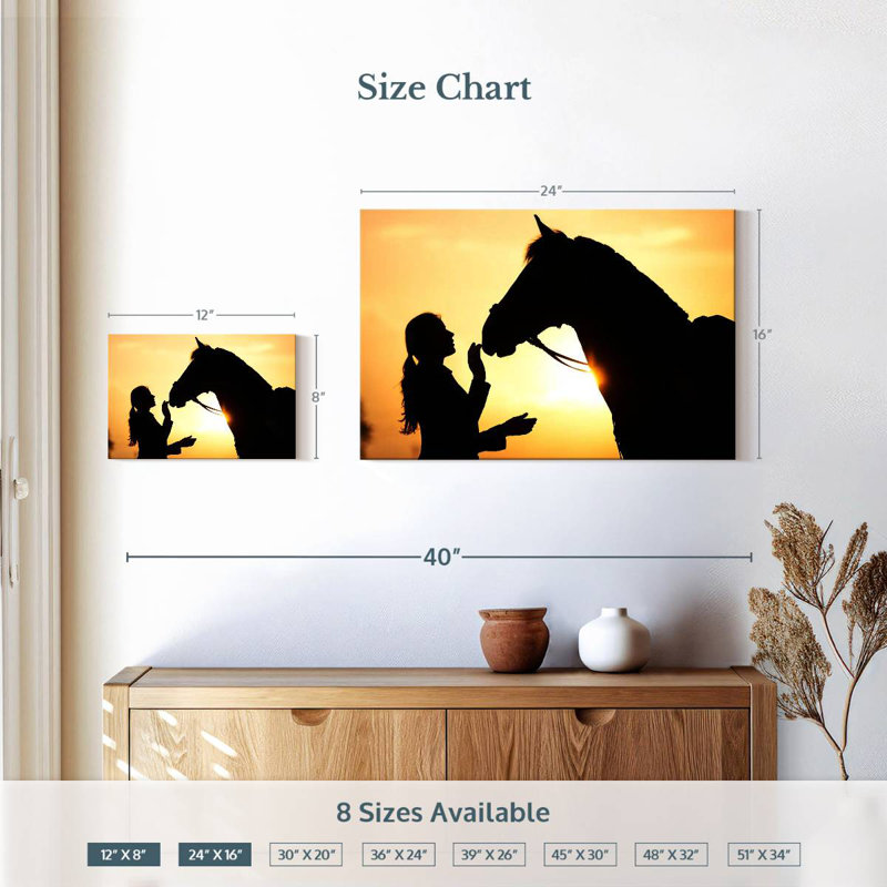 Cheval et fille Brampt, H 16 po x l 24 po
