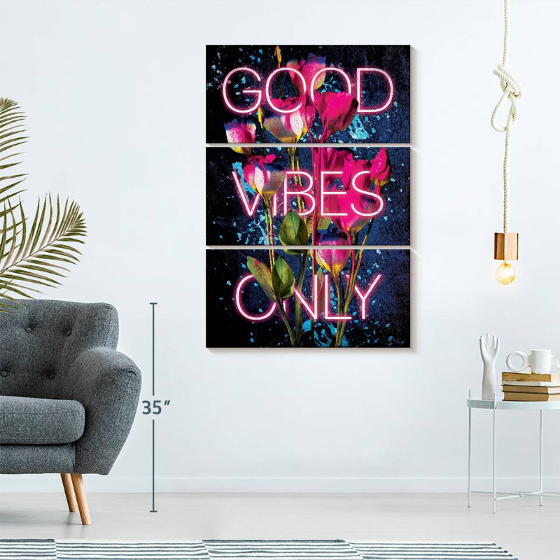 " Good Vibes Only " 3 - Pieces, 65" H x 42" W