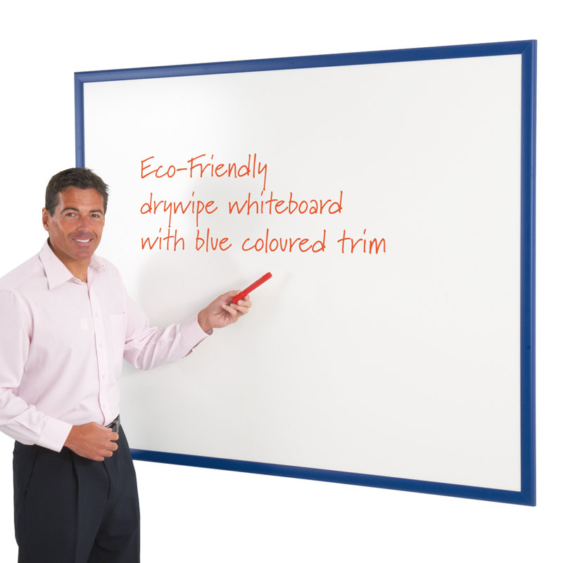Wall Mounted Whiteboard, Blue, 120 cm H x 150 cm W