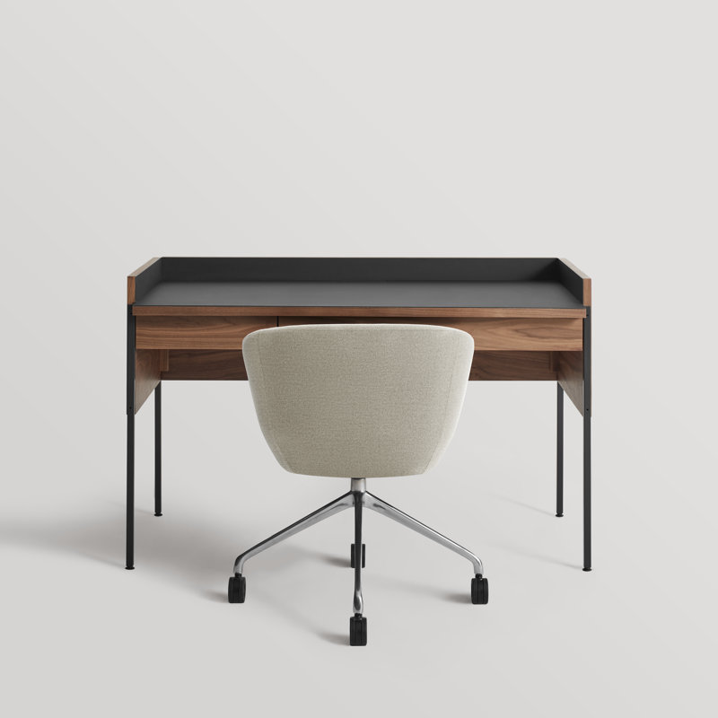Tabloid Solid Wood Writing Desk, Oblivion/Walnut