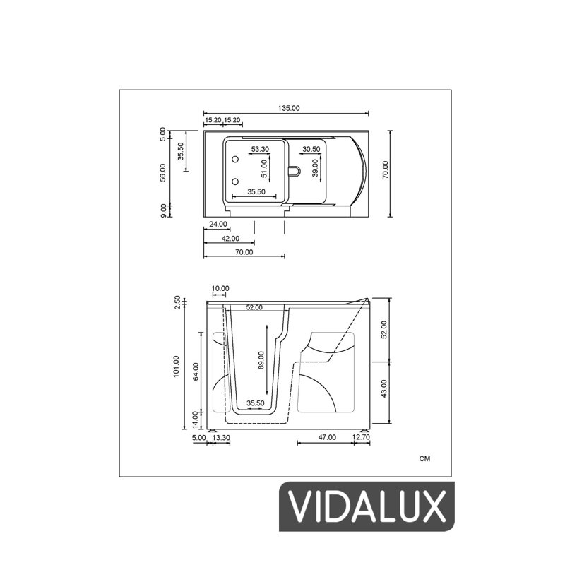 1350mm x 700mm Freestanding Acrylic Bathtub, No